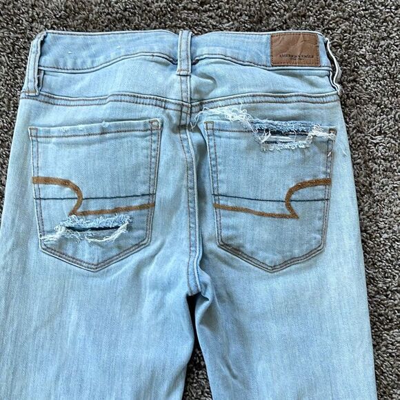 American Eagle high rise jegging two tone distressed size 0 regular - Picture 11 of 11